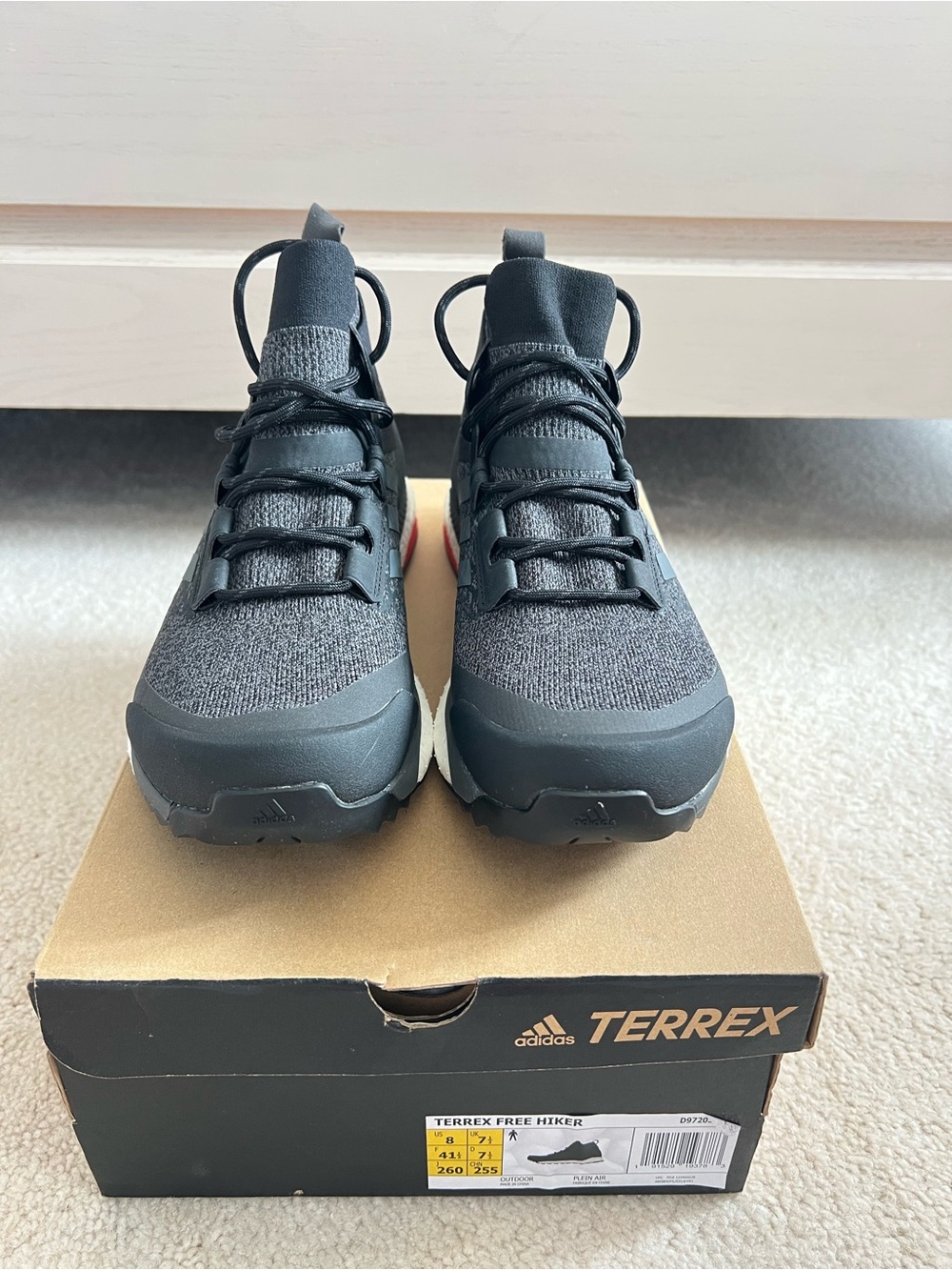 adidas Terrex Free Hiker Men's Black Trail Shoes Size 8